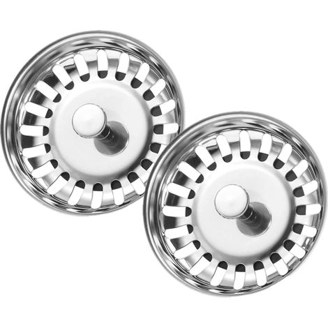 Tapón para fregadero de cocina, juego de 2, universal, fabricado en acero inoxidable grueso, para cocina, baño, hogar, oficina, hotel, diámetro 79 mm. (1/5)