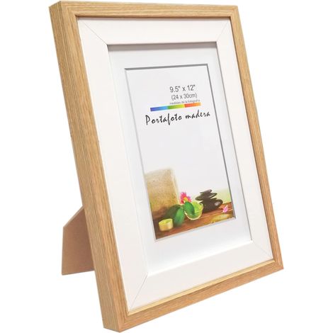 Marco de Foto Decoración Madera con Soporte de Pie y Doble Capa Fino Para Mesa o Pared 10x15 13x18 15x20 18x24 20x25 20x30 24x30 30x40 40x50 cm (1/5)