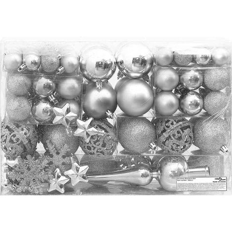 Ensemble de boules de Noël,Décoration de Noël 111 pièces argenté polystyrène CFW37057 (1/5)