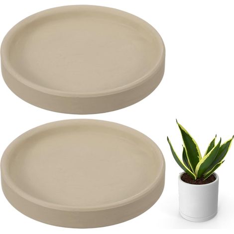 2 Soucoupes pour Plantes Rondes, 4 inch Soucoupes en Ceramique pour Pots, Soucoupes pour Pots De Fleurs Robustes pour Interieur Et Exterieur, Marron (1/5)