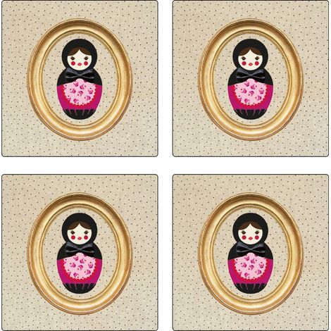 4 dessous de verres carrés Poupée russe pois by Cbkreation