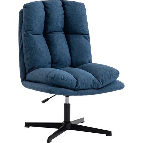 Fauteuil lounge bleu pivotant à 360° réglable en lin et métal, large assise confortable pour détente moderne et salon design (1/5)