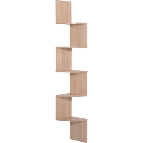 Étagère d'angle Murale Zigzag 20L x 20l x 126H cm Chêne Clair (1/5)