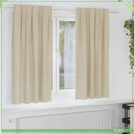 4107184 Rideaux occultants 2 pcs Crème 140 x 175 cm Velours (1/5)