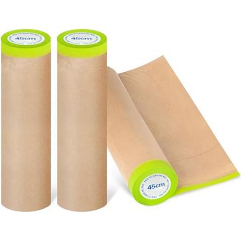 Pack of 3 rolls of pre-glued masking paper for painting, 45.7 cm x 15.2 m, masking paper for painting, adhesive tape and draping (1/5)
