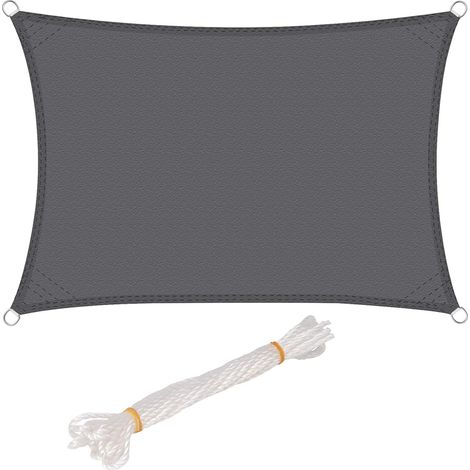 Woltu – Voile d'ombrage rectangulaire 2x3m en polyester 160g/m² – Protection UV 50+ – Résistant aux intempéries – Fixation avec cordons et œillets