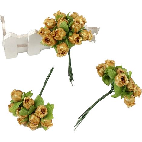 Fiori artificiali, mini bouquet di rose, decorazioni per la casa, 03, 12 pezzi (1/2)