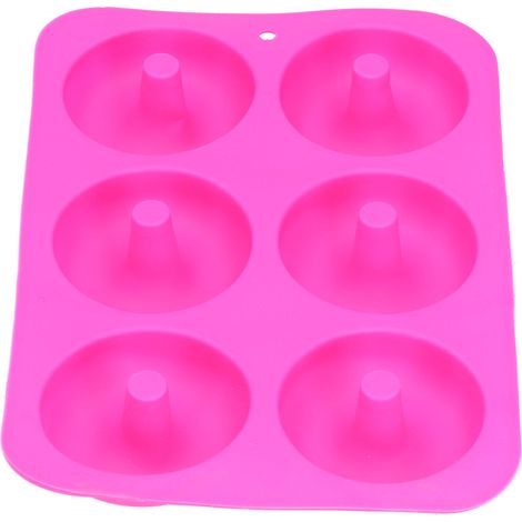 Silikon-Donutform, 6 Mulden, Backofenform, DIY-Kuchenform, Fuchsia-Rosa (1/5)