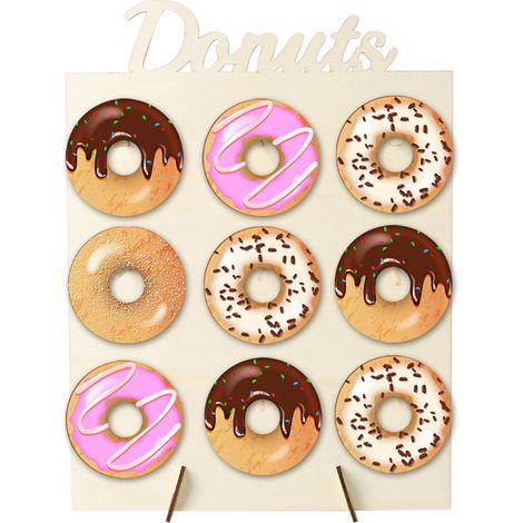 Donut-Ständer aus Holz mit 9 Fächern, zur Dekoration von Zuhause, ideal für Hochzeiten, Geburtstage und Babypartys. (1/5)