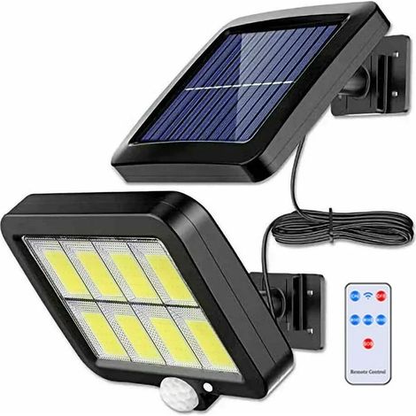 (1 pièce - 160COB avec télécommande) Lampe murale solaire 160COB à 3 modes, étanche, avec détecteur de mouvement, pour jardin et éclairage public. Lampe de sécurité solaire pour jardin. (1/5)