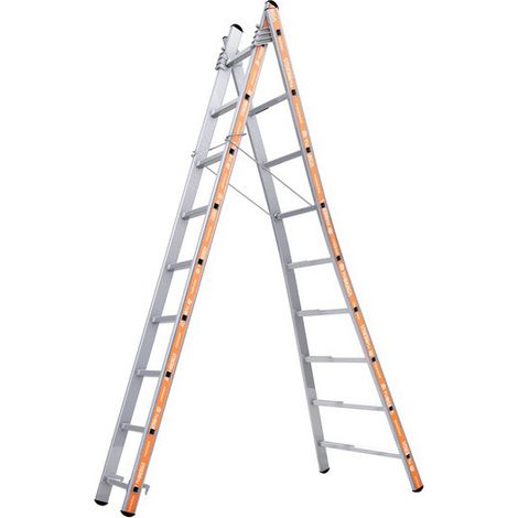 Tubesca - Echelle transformable Alu 2x9 échelons Haut. accès 5,26m - PRONOR (1/2)