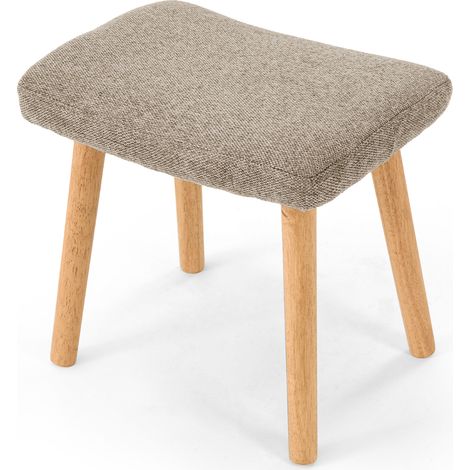 Goeurvant Repose-Pieds - Tabouret Bas - Repose-Pieds Scandinave - Assise Rembourrée - Pieds en Bois - Tissu Texturé Sable (1/5)