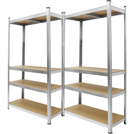 ECD Germany 2 x Scaffale per Officina in Metallo Scaffale per Carichi Pesanti 160x80x40 cm Fino a 320kg Scaffale Portaoggetti Resistente Pannelli in MDF Regolabile in Altezza Ripiano Senza Bulloni