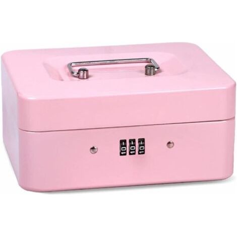 Boîte Sécurité Verrouillable en Acier, Coffre de Sécurité Mini Portable, Mini Coffre-Fort de Sécurité Portable en Acier, pour Argent en Vrac, Pièces de Monnaie (Rose)dyk-alovez