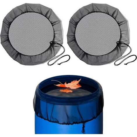 2 Filet pour Citerne de Pluie 60cm Housse pour Tonneau De Pluie avec Cordon De Serrage Filet de Protection Réglable Housse pour Tonneau De Pluie Ronde Protection Contre Les Moustiques Et Le (1/5)