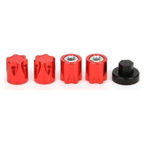 4 pièces Jante de Voiture RC avec Bouchon de Centre et Écrou M4 pour Traxxas TRX4/SCX10 90046 D90 1/10 1/8 - Rouge (1/4)