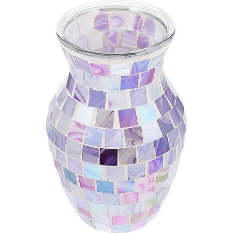 Vase à fleurs en verre mosaïque, compatible avec un usage domestique, 1 pièce. Vase élégant pour compositions florales. (1/5)