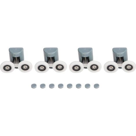 Porte de douche galets roulants Roues Poulies Verre de remplacement Coureurs superieurs Kit de quincaillerie pour la grange en douceur(Double wheel) (1/5)