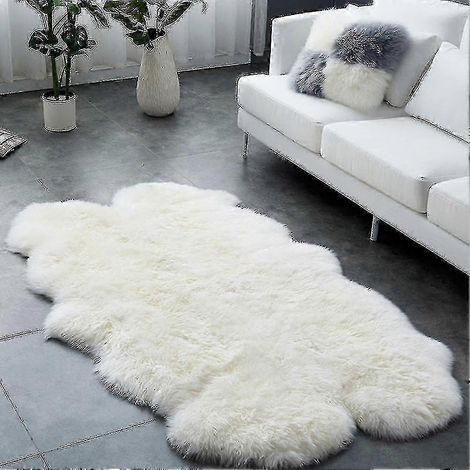 Tapis en fausse peau de mouton douce et moelleuse, 180 x 110 cm, antidérapant. (1/5)