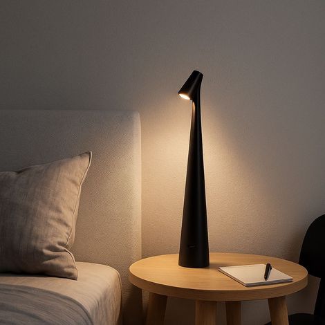 Lampe de table LED portable - Tactile - 3000K - Noir