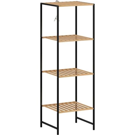 Bambus-Badregal mit 4 Ablagen aus Bambus und Stahl 36,5 x 33 x 110 cm, Natur (1/5)