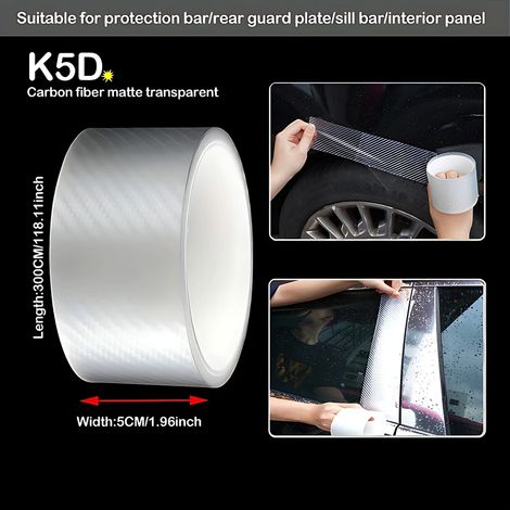 (5 cm, mat transparent - 3M) Autocollants de protection transparents en fibre de carbone K5D pour portières de voiture, film protecteur anti-rayures pour seuil de coffre et seuil de coffre (1/4)
