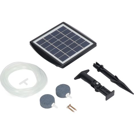 Pompe à air solaire pour aquarium, oxygénateur, pompe à air solaire silencieuse, aérateur de bassin avec 2 pierres à bulles d'air pour bassin (1/5)