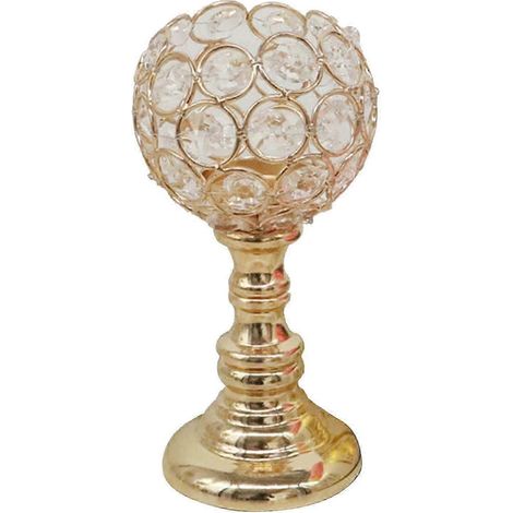 Bougeoirs en cristal, chandeliers argentés et dorés, centres de table pour salle à manger, buffet, vitrine, décoration de mariage à domicile-8.5x16.5cm Golden