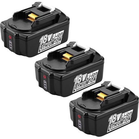 Lot de 3 batteries 18V 5.0Ah Li-ion pour Makita BL1860 BL1850 BL1840 BL1830 BL1815 avec indicateur LED (1/5)