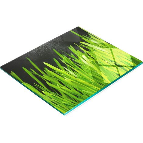Tavola decorativa multifunzionale da cucina in vetro temperato effetto erba, 60x52 cm (1/5)