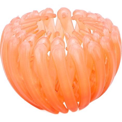 Barrette extensible nid d'oiseau pour cheveux longs - Accessoire coiffure chignon ou queue de cheval élégant - Femmes, filles - Couleur orange (1/5)