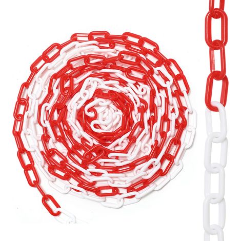 SWANEW Catena di avvertimento spessore 6 mm in plastica rossa e bianca per catene di sicurezza da 25 m (1/5)