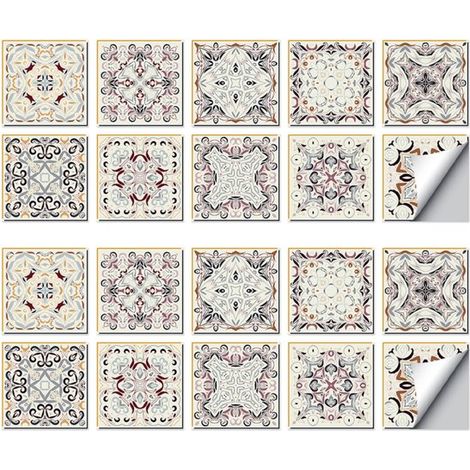 20 piezas, Adhesivos azulejos, Adhesivos pared coloridos, Adhesivos autoadhesivos, PVC, DIY, Adhesivos azulejos Adhesivos azulejos 20 x 20 cm (1/5)