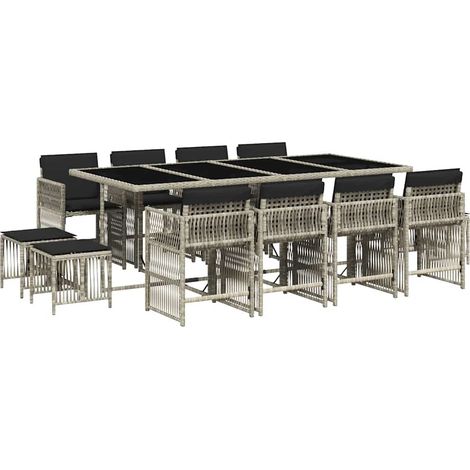 Maison Exclusive - Set comedor jardín y cojines 13 pzas ratán sin (1/5)