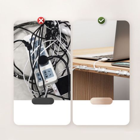Lot de 20 clips de câble auto-adhésifs pour une gestion propre des câbles, à fixer aux murs, bureaux ou sous les tables. (1/5)