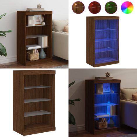 Buffet avec lumières LED chêne marron 60,5x37x100 cm - Buffet Design Moderne - Meuble Rangement - Luminaire Led - Décoration Intérieur - Mobilier Salon - Home & Living (1/5)