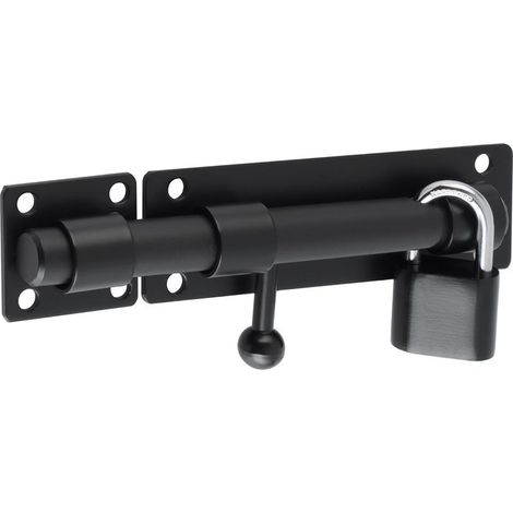 Loquet Porte Exterieur Verrou Porte Coulissante avec Cadenas et 4 Clés, Verrou Portail Robuste en Acier Inoxydable, 150MM Longueur, Noir Mat, EMST8060-B (1/5)
