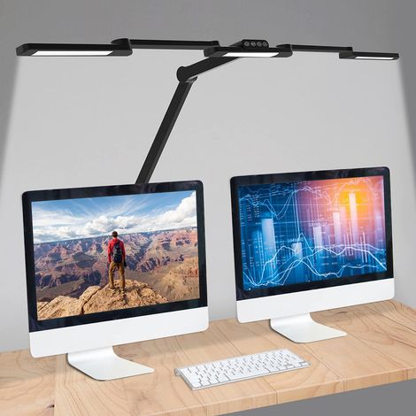 Lampe de Bureau LED Puissante 3 bandes lumineuses,Lampe D'architecte de Bras Pivotante,5 Températures, Auto-Luminosité,Pour Sewing (1/5)