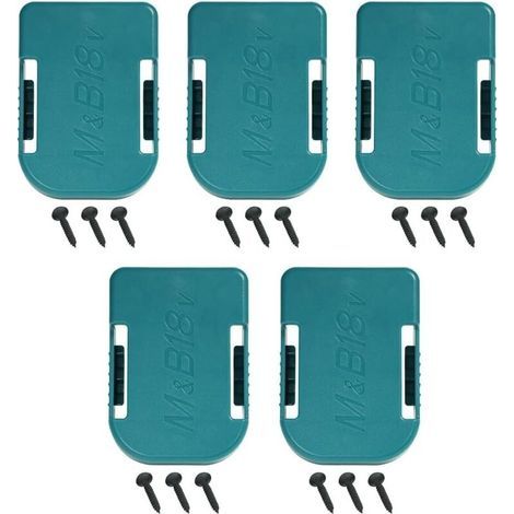 Pack of 5 Battery Holder Brackets for Makita also for Bosch 18V Battery Cover, Battery Holder Bracket for Belt Clip on Shelf Wall (1/5)