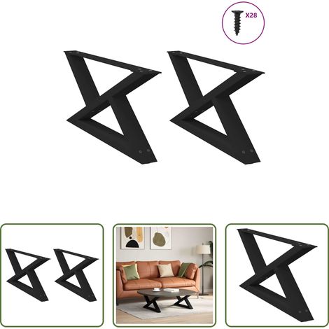 Couchtischbein -  Couchtischbeine 2 Stk. Schwarz 70x(30-31,3) cm Stahl
