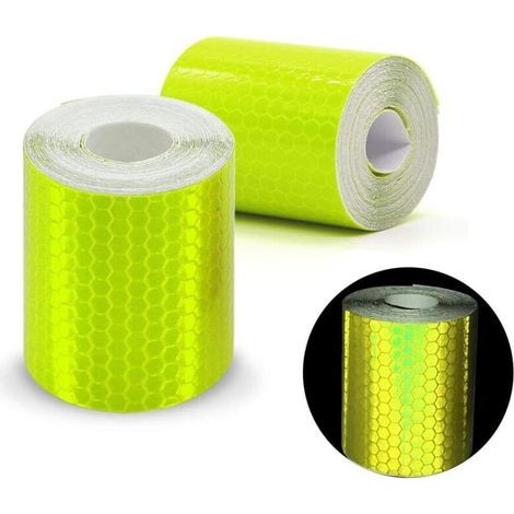 Pack of 2 rolls of 3m x 50mm self-adhesive vinyl tape, high-intensity prismatic reflection, safety/marking tape, yellow (1/5)