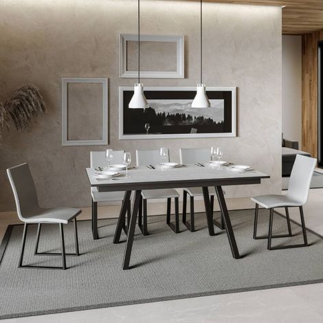 Tavolo allungabile 90x160/220 cm Mirhi Bianco Frassino telaio Antracite (1/5)
