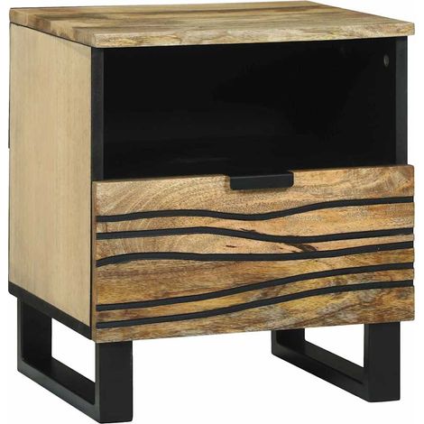 Mesa de noche Natural 40 x 33 x 46 cm Madera de ingeniería