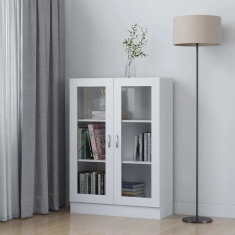 Bibliothèque Étagère de Rangement - Armoire à vitrine pour Bureau Salon Chambre Cuisine Blanc 82,5x30,5x115 cm Aggloméré BV677880 - BonneVie (1/5)
