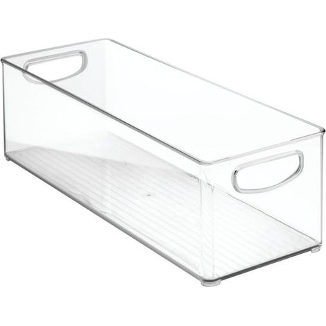 Cabinet/Kitchen boîte de rangement, extra-grand bac pour réfrigérateur en plastique, longue boîte, transparent, 41cm x 15 cm x 12.5 cm (1/5)
