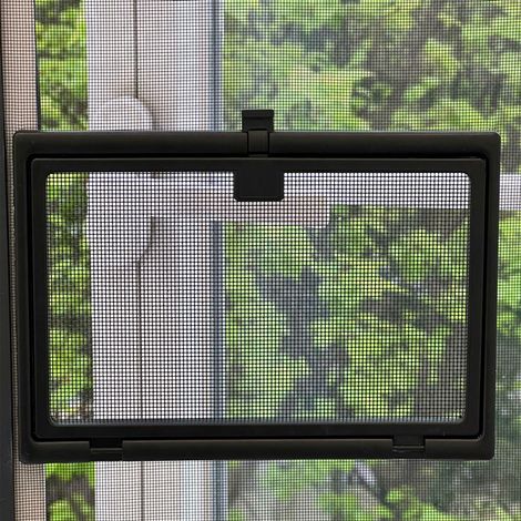 Ventana pequeña para mosquitera, ventana pequeña para manija de ventana de apertura hacia afuera, 20 x 16,5 cm, gris (1/4)