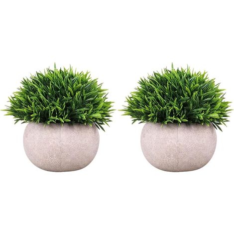 Sollbry 2pcs Plantes Artificielles Interieur avec Pot Petite,Petite Plantes Artificielles Verdure,Herbe à aiguilles courtes,pour Décoration Salon,Chambre (1/5)