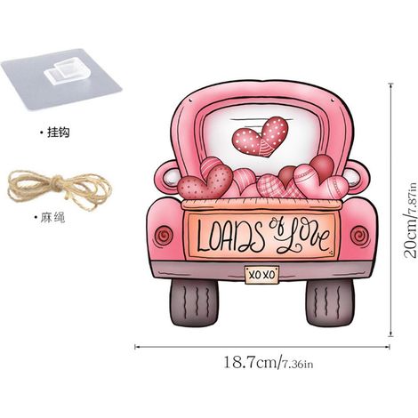 Panneau Decoratif En Bois - Motif Amour Pour La Saint-Valentin - Pour Porte Fenetre Ou Mur - 1 Piece (1/4)