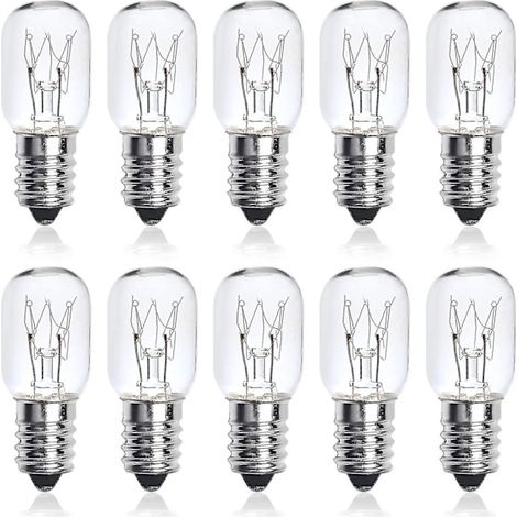 Lot de 10 ampoules à vis Edison E14 de 25 W, ampoules transparentes T22 à intensité variable pour four, ampoules pour lampe de sel de l'Himalaya