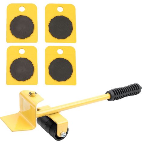 Ensemble de Transport de meubles, plaque mobile de levage jaune pour objets lourds portant 150KG (1/4)